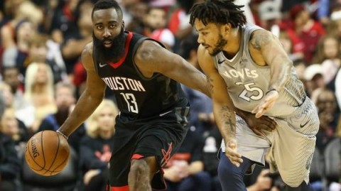 标题：火箭vs森林狼G1：哈登44分8助攻率队惊险取开门红